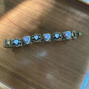 Vintage 1960 Heart Cabochons Link Bracelet